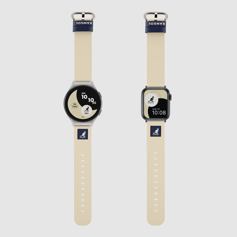 [KANGOL x TIMEFLIK] 캉골 타임플릭 콜라보레이션 스퀘어로고 시계줄 베이지 20mm, 플린트