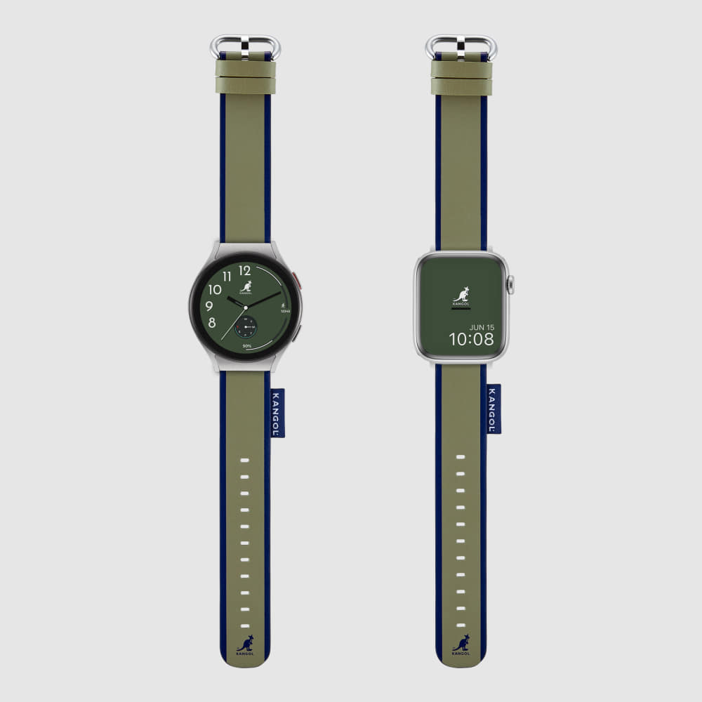 [KANGOL x TIMEFLIK] 캉골 타임플릭 콜라보레이션 라인 시계줄 카키 20mm, 플린트