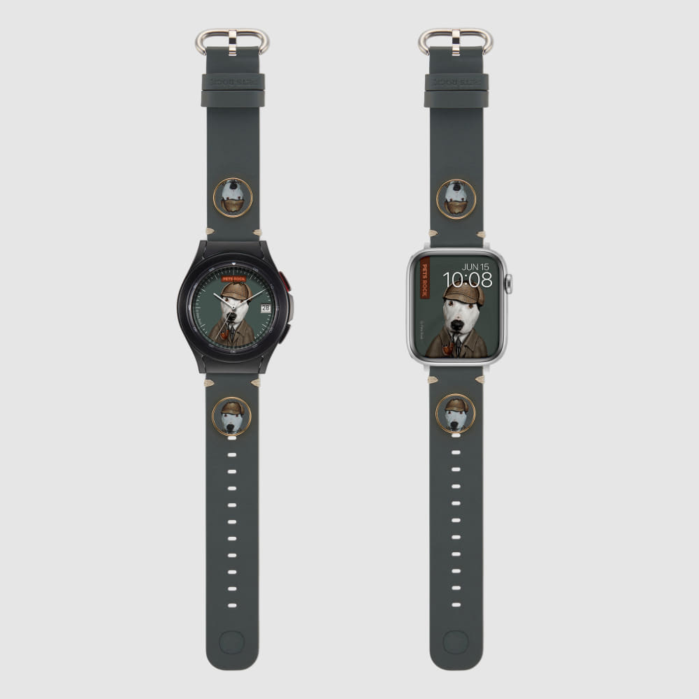 [Pets Rock x TIMEFLIK] 펫츠락 타임플릭 콜라보레이션 스마트 시계줄 탐정 그린 20mm, 플린트