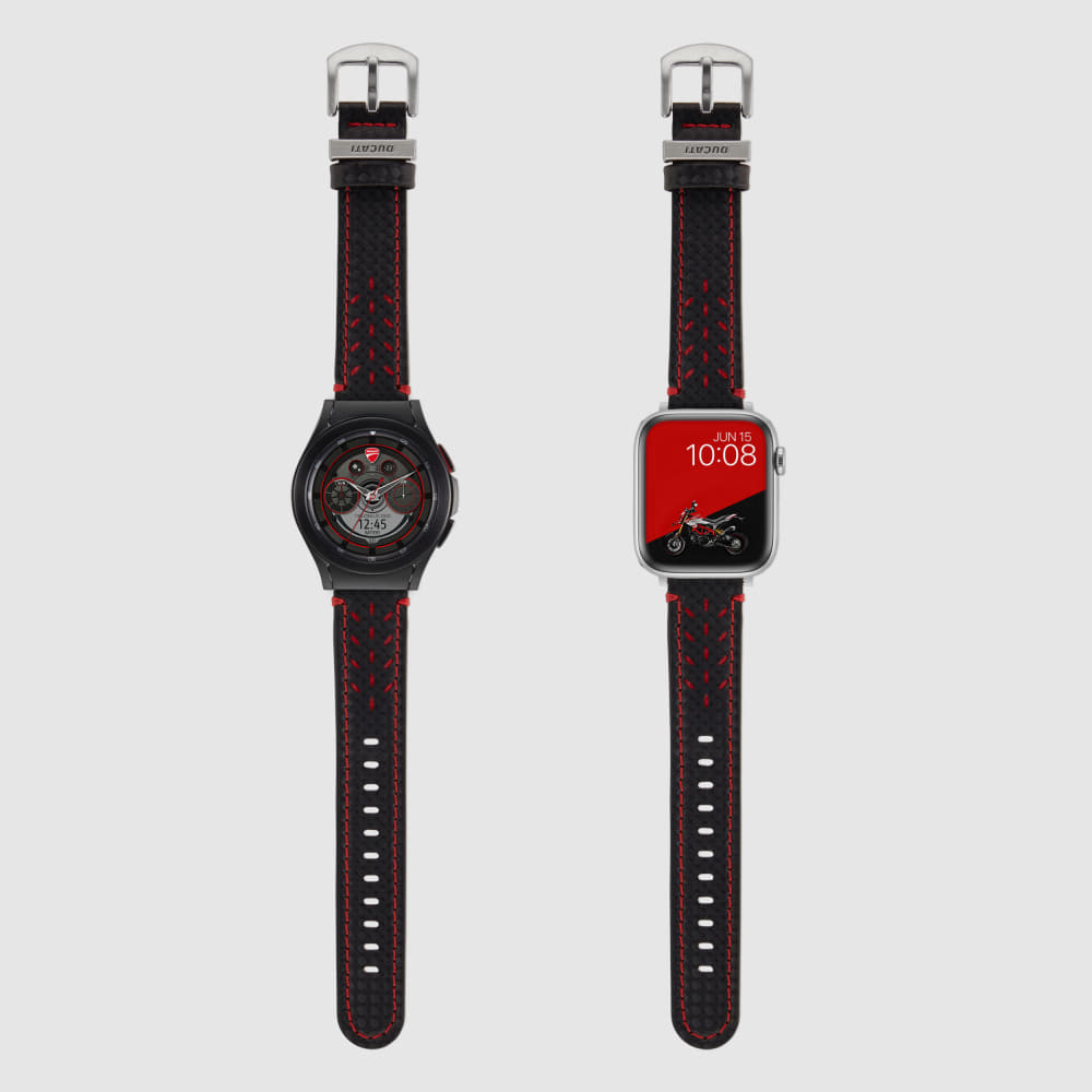 [DUCATI x TIMEFLIK] 두카티 타임플릭 콜라보레이션 시계줄 싱글 스티치 카본 파이버 20mm, 플린트