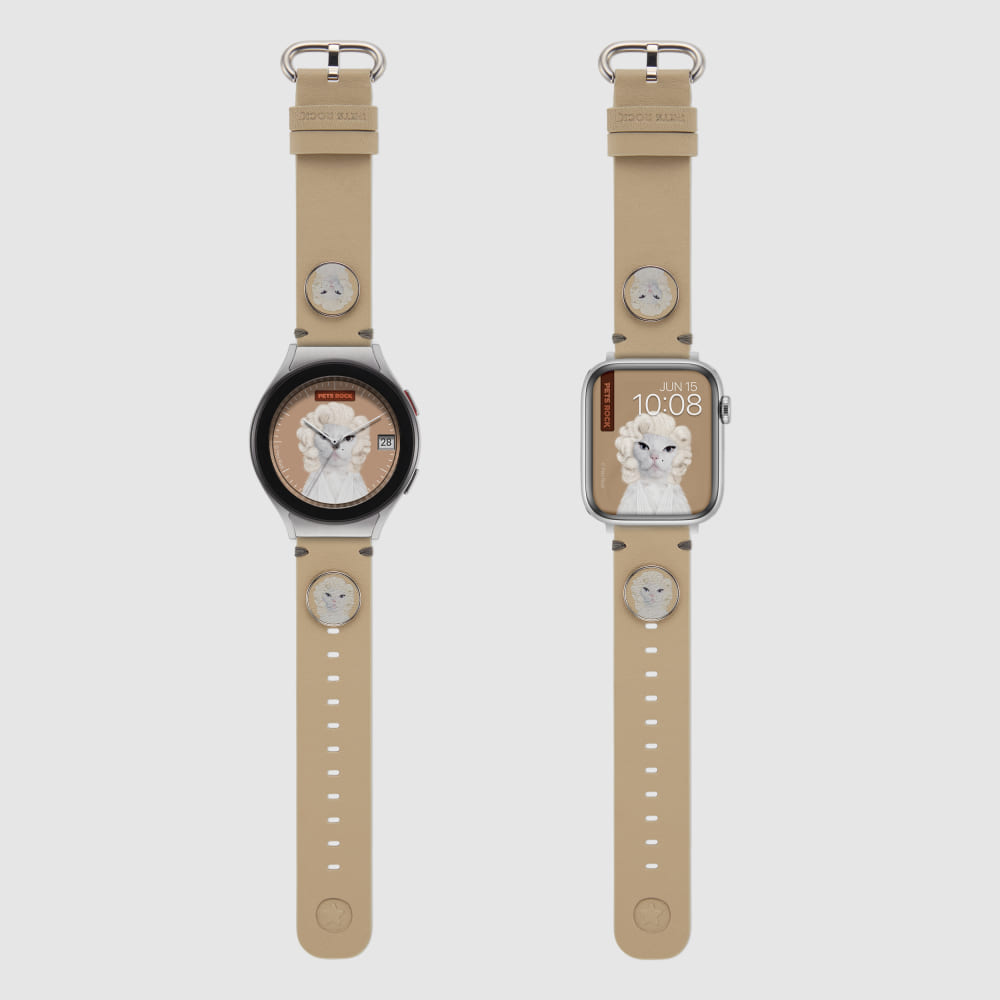[Pets Rock x TIMEFLIK] 펫츠락 타임플릭 콜라보레이션 스마트 시계줄 다이아몬드 베이지 20mm, 플린트