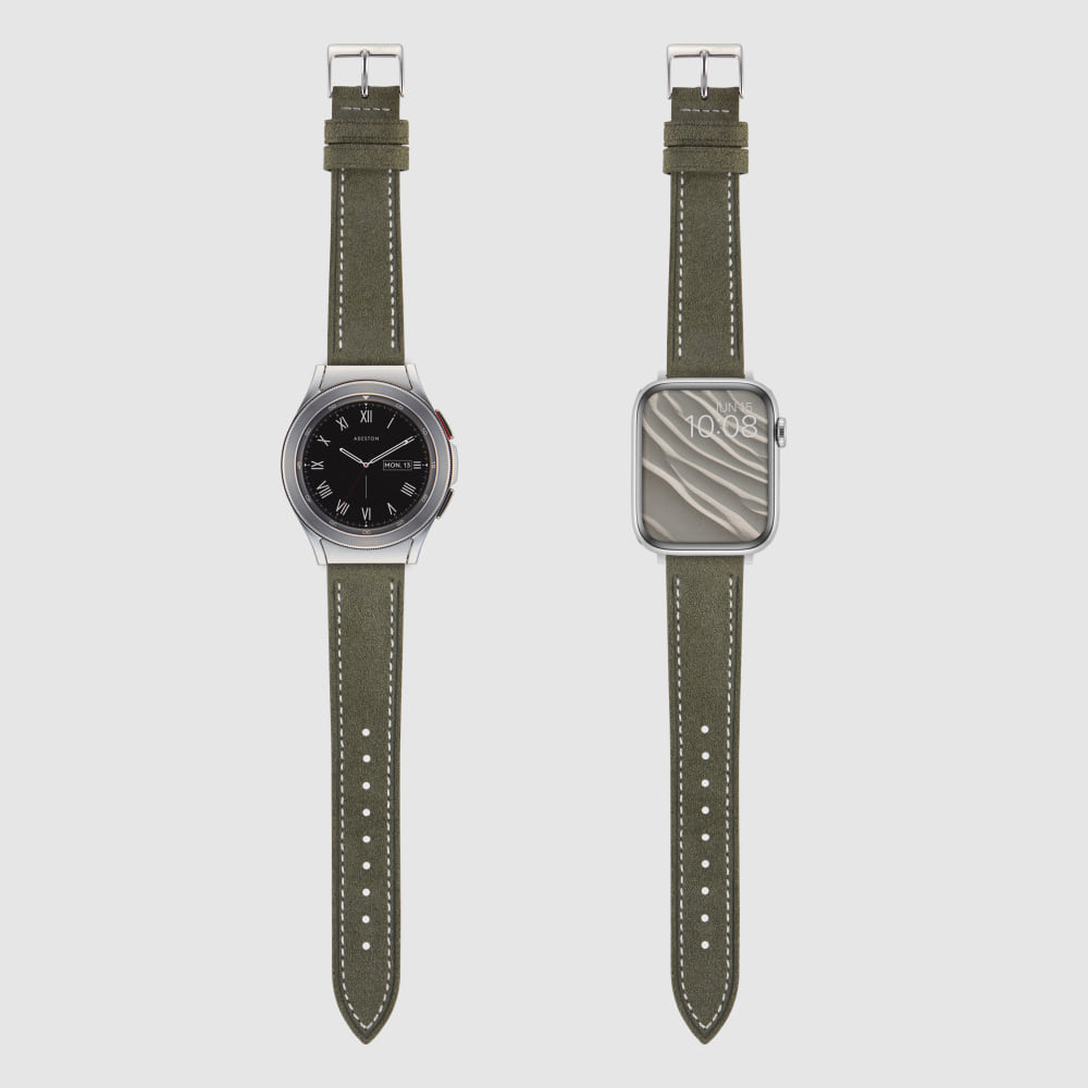 [TIMEFLIK] 타임플릭 이탈리아 스웨이드 소가죽 시계줄 그린 20mm, 플린트