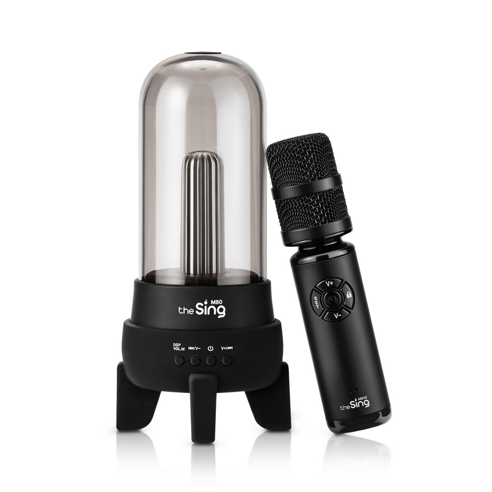 미라클엠 더씽 블루투스 마이크&amp;LED 스피커 가정용 노래방 기기 M80, 플린트